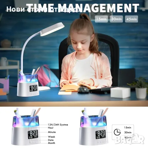 LED настолна лампа, WALALLA, USB, бяла, снимка 8 - Настолни лампи - 48373818