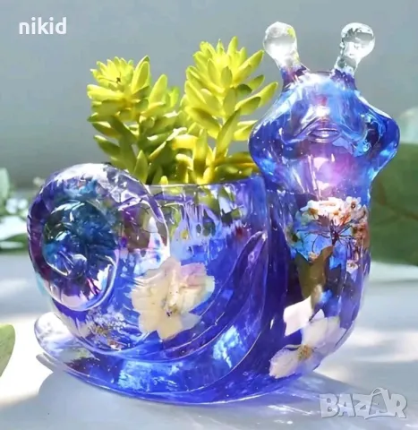 3d гигант Охлюв силиконов молд форма фондан шоколад гипс декор украса кашпа, снимка 3 - Форми - 50262573