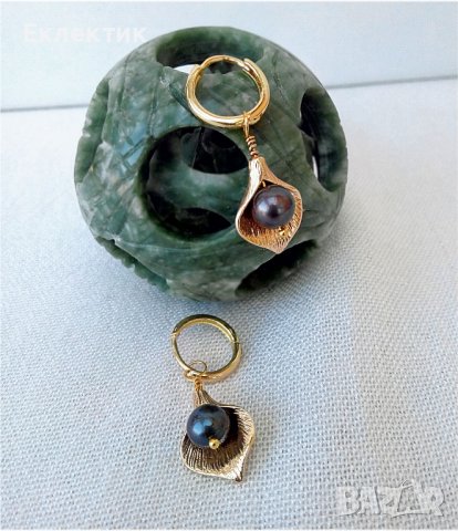 Обеци от инокс и месинг с 18-каратово златно покритие и полускъпоценни камъни, снимка 11 - Обеци - 39008577