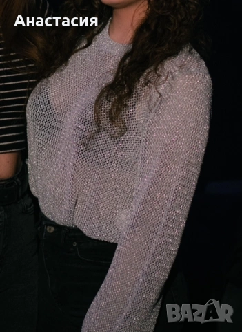 Дамска блестяща мрежеста блуза , снимка 2 - Блузи с дълъг ръкав и пуловери - 53754991