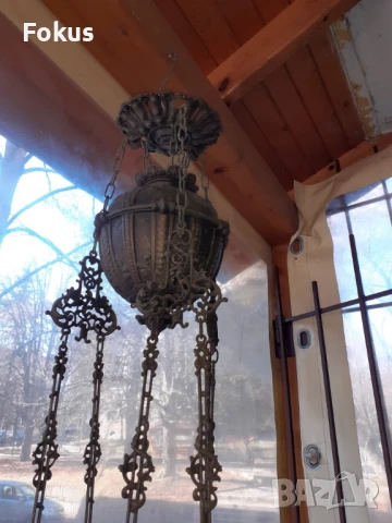 Страхотен чугунен полилей абажур на газ, снимка 3 - Антикварни и старинни предмети - 50863159