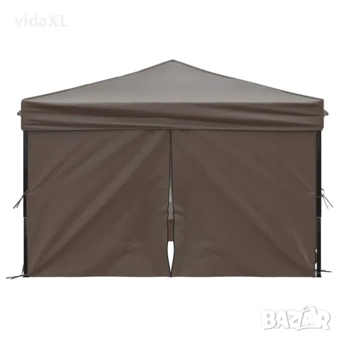 vidaXL Сгъваема парти палатка със странични стени, таупе, 3x3 м, снимка 4 - Палатки - 56148333
