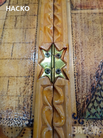 Уникално Ръчно Изработена Табла и Шах с Финни Дърворезби и Рисунки на Ориенталски Мотиви, снимка 7 - Други спортове - 53738259