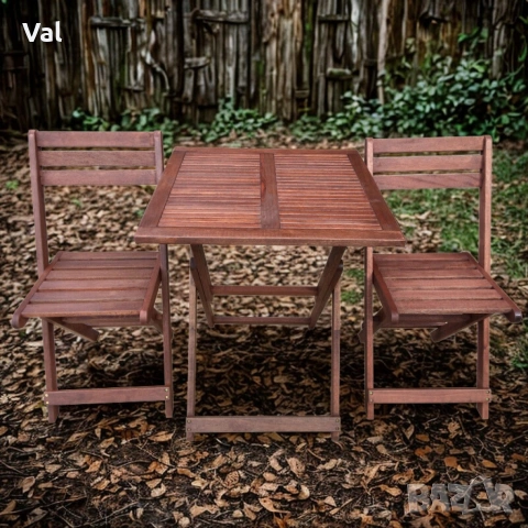 Градински комплект Kreta Muhler Meranti - 3 части, дърво, снимка 2 - Маси - 53642555