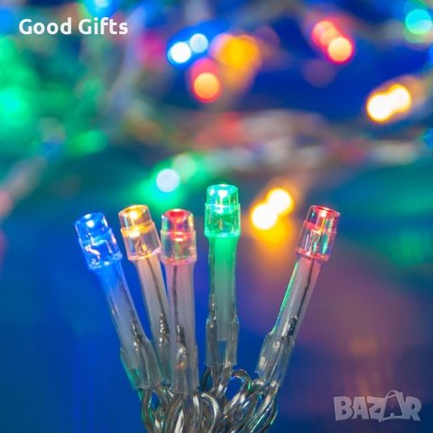 Коледни лампички Завеса, 200 LED, Многоцветни, Прозрачен кабел, снимка 2 - Лед осветление - 42730511