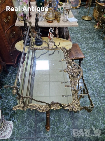 Уникална антикварна английска бронзова закачалка с огледало и чадърник , снимка 9 - Антикварни и старинни предмети - 50893035