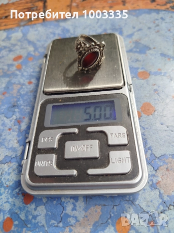 Сребърен пръстен с карнеол-Арт деко , снимка 3 - Пръстени - 51485441