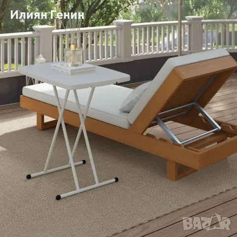 Градинска маса Outsunny, преносима градинска маса, изработена от пластмаса и метал, снимка 5 - Градински мебели, декорация  - 50356092