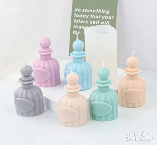 3D голяма бутилка шише парфюм силиконов молд форма фондан свещ гипс сапун декор украса, снимка 3 - Форми - 42271662