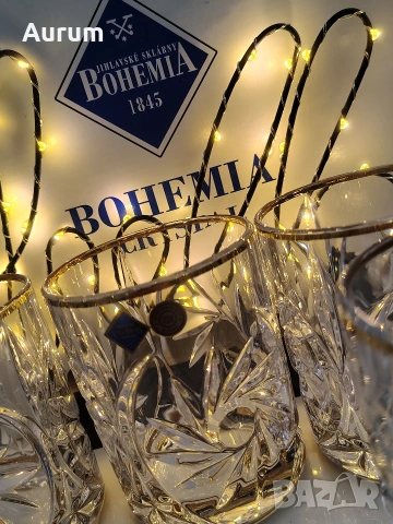 Bohemia Кристал чаши 6 бр. със златни детайли 