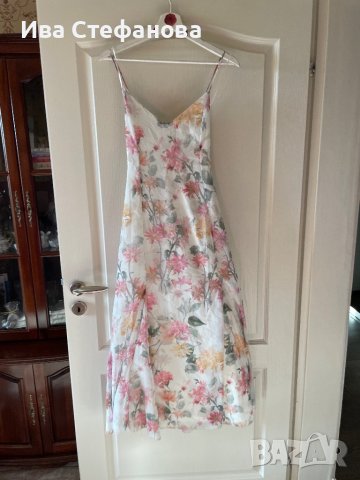 Нова ефирна дълга елегантна рокля флорален принт нежни цветя , снимка 2 - Рокли - 41612577