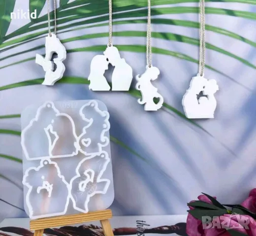 Мъж жена двойка бременна ръце силиконов молд форма фондан шоколад гипс смола висулки колие , снимка 2 - Форми - 48999987