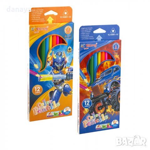 2383 Триъгълни цветни моливи за рисуване, 12 цвята