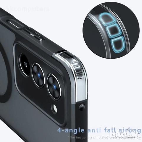 Защитен калъф с Протектор за Xiaomi Redmi 15 5G/4G | Удароустойчив PC+TPU, MagSafe |Цвят: Черен, снимка 5 - Калъфи, кейсове - 51995424