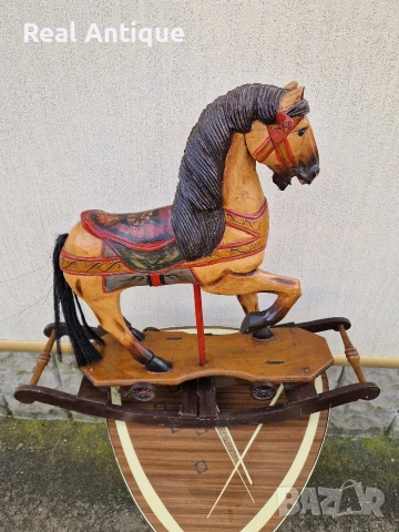Уникална огромна антикварна дървена фигура играчка люлка , снимка 8 - Антикварни и старинни предмети - 53482640