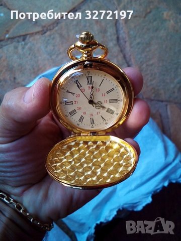 NOUSEG винтидж джобен кварцов часовник с римски цифри+ верижка , снимка 10 - Джобни - 41228584