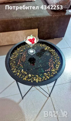 Стоманена масичка с епоксидна смола и полувградени сухи цветенца.
, снимка 4 - Маси - 49778550