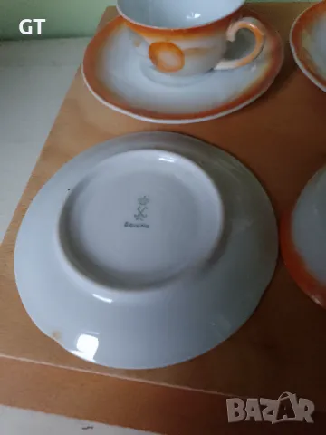Баварски порцелан, чаши за кафе от 30-те, 4 бр с чинийки, снимка 4 - Антикварни и старинни предмети - 48966817