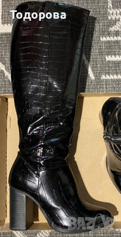 Черни високи ботуши до коляно, снимка 3 - Дамски ботуши - 53303621