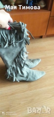 Дамски велурени ботуши, снимка 4 - Дамски ботуши - 34404542