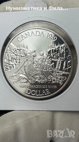 Сребърна монета Канада 1 долар 1989 година, снимка 2 - Нумизматика и бонистика - 52691506