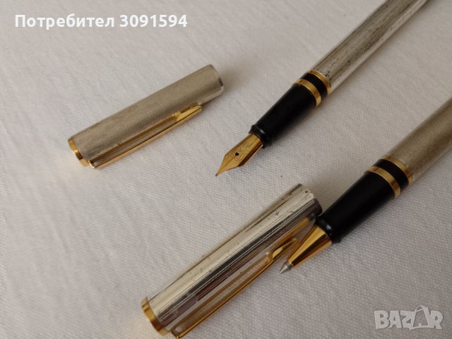 Комплект писалка и химикал със сребърно покритие, снимка 5 - Антикварни и старинни предмети - 42707322