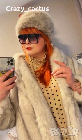 Сива пухена шапка еко косъм нова, снимка 3 - Шапки - 53427517