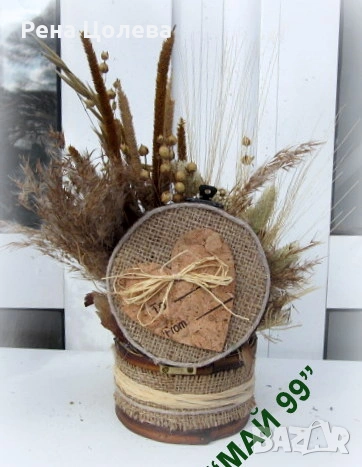 Суха аранжировка в дървена кутия , снимка 3 - Подаръци за жени - 53416722