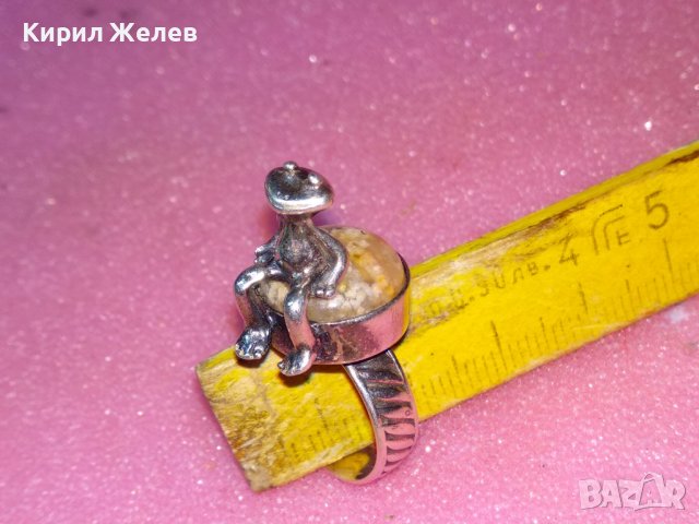 СТАРИНЕН СКЪПОЦЕНЕН СРЕБЪРЕН ПРЪСТЕН УНИКАТ Англия ВИСОКА ПРОБА СРЕБРО ЦИТРИН и СРЕБЪРНА ЖАБКА 31210, снимка 12 - Антикварни и старинни предмети - 44315570
