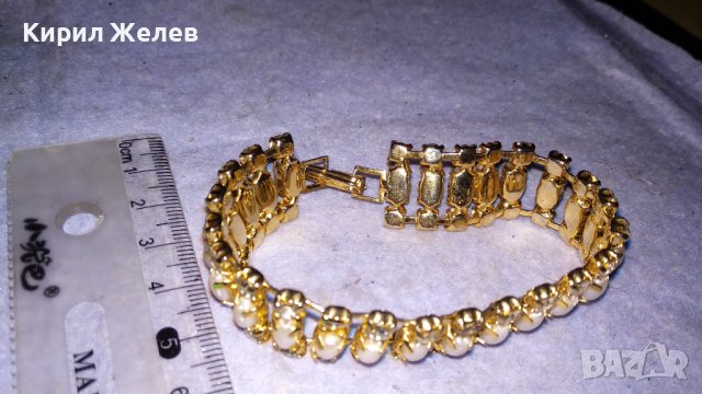 ЗЛАТИСТА РЕТРО АРТ ДЕКО СТИЛ ПЕРЛЕН ТИП ГРИВНА с ФАСЕТИРАНИ КРИСТАЛИ 34296, снимка 6 - Гривни - 38950230