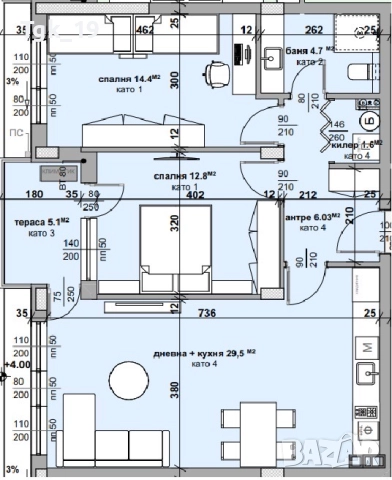3-стаен апартамент Стара Загора кв. Самара 3, снимка 2 - Апартаменти - 51742242