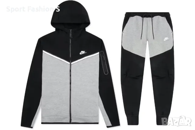 Мъжки екип Nike Tech Fleece Black and Grey, снимка 3 - Спортни дрехи, екипи - 49319527