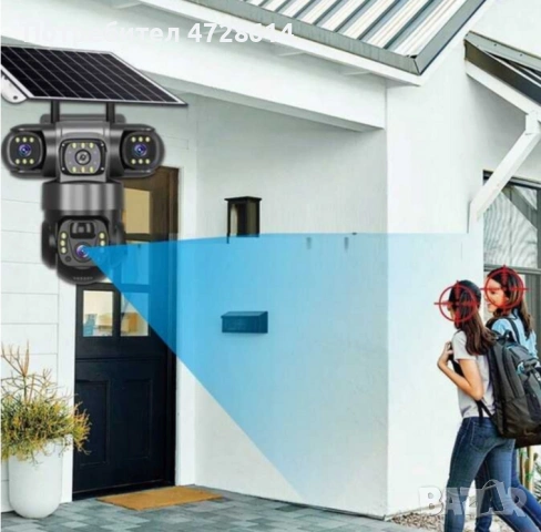 Соларна камера Lylu 4G със SIM и 4 лещи – автономно наблюдение без ток и Wi‑Fi, снимка 5 - Камери - 53420693