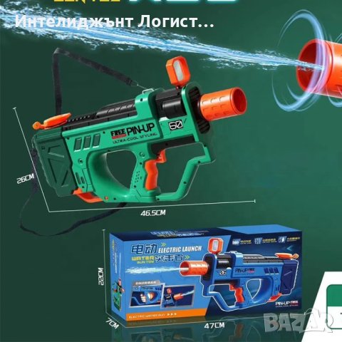Водна пушка, бластер, автоматичен пистолет, Зелен, снимка 2 - Електрически играчки - 41550205