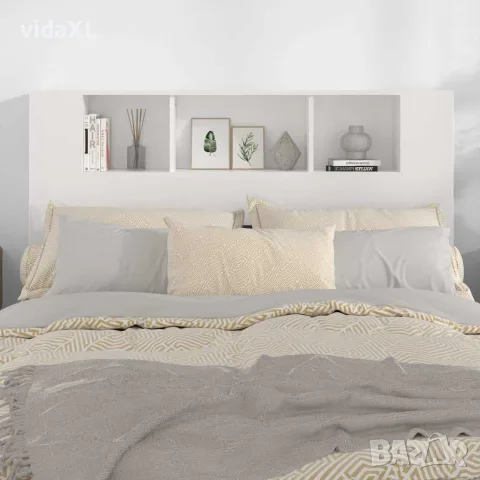 vidaXL Табла за легло тип шкаф, бяла, 140x18,5x104,5 см, снимка 5 - Шкафове - 56147893