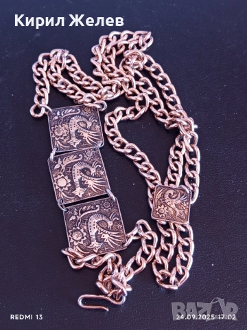 Красиво дамско коланче златисто с птици и цветя 27106, снимка 5 - Колани - 51823699