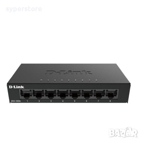 Суич D-Link DGS-108GL 8-портов 10/100/1000Base-T Gigabit Ethernet Metal Housing Unmanaged комутатор