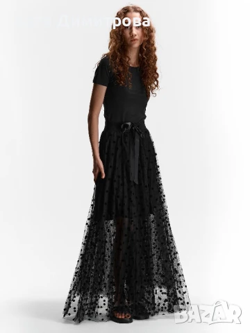 Дълга черна пола от тюл, снимка 2 - Поли - 50660134