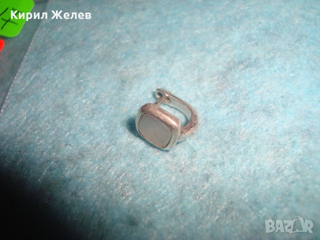 СРЕБЪРНА СКЪПОЦЕННА ОБЕЦА СРЕБРО 925 с ШЛИФОВАН БЯЛ ОПАЛ АРТ ДЕКО АНГЛИЯ 25717, снимка 4 - Обеци - 35819819