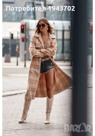 Дълго дамско палто в бежов и оранжев цвят 8892 FASARDI, снимка 1