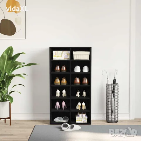 vidaXL Етажерка за обувки, черна дъб, 54x34x100,5 см, инженерно дърво, снимка 3 - Етажерки - 56148330