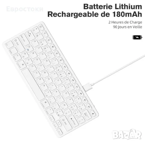 Безжична клавиатура СС, акумулаторна Bluetooth клавиатура за iOS/ Windows/ Android, ултра тънък диза, снимка 6 - Клавиатури и мишки - 49969386