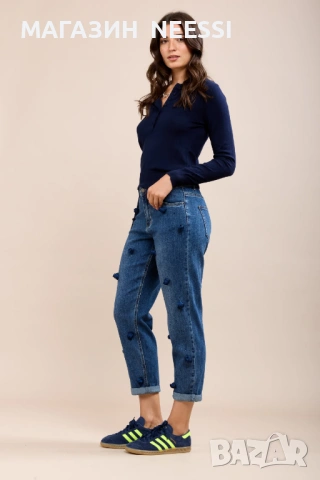 Дънки с рози , снимка 2 - Дънки - 53156776