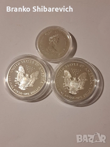 Лот от 2бр.американски орел (2001г. и 2004г.) и канадски долар (1997г.), снимка 2 - Нумизматика и бонистика - 53195698