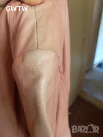 Яке от естествена кожа, розов цвят, снимка 4 - Якета - 51444210