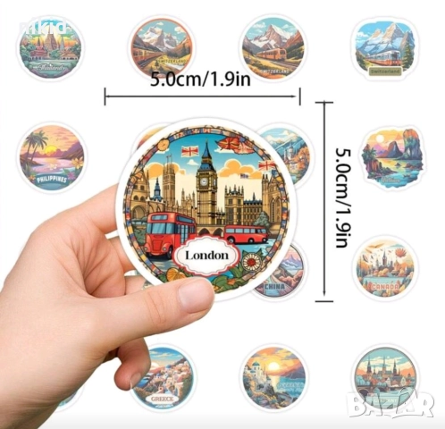 50 бр Европейски държави в Европа самозалепващи лепенки стикери украса декор картонена торта, снимка 3 - Други - 51782704