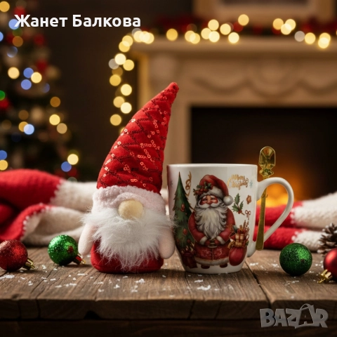 Коледен подаръчен комплект с чаша, лъжичка и мека играчка – моментална празнична атмосфера у дома, снимка 4 - Коледни подаръци - 52588867