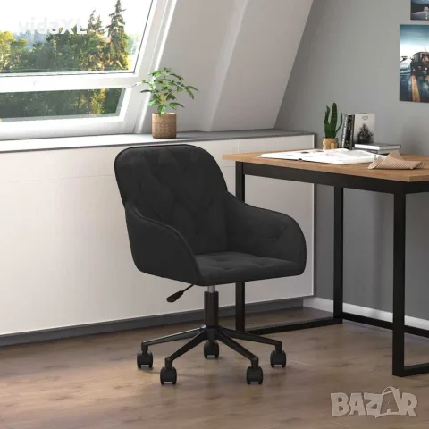 vidaXL Въртящ офис стол, черен, кадифе, снимка 2 - Столове за офис - 56147109