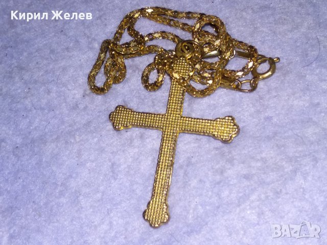 ПОЗЛАТЕНО МЕСИНГОВО КРЪСТЧЕ с ЕМАЙЛ ЛАК и ПОЗЛАТЕНА СТОМАНЕНА РЕТРО ВЕРИЖКА 38477, снимка 6 - Колиета, медальони, синджири - 41395851