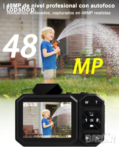 ЧИСТО НОВ 4K Дигитален Фотоапарат марков Bextgoo D52​ 48MP – Влогинг камера с 64GB карта и Автофокус, снимка 5 - Фотоапарати - 53387786